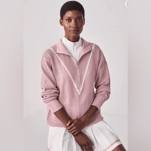 Varley Calva Knit Quarter Zip Sweater Mauve Small NWT Cotton Tennis Golf Knit